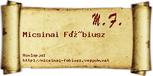 Micsinai Fábiusz névjegykártya